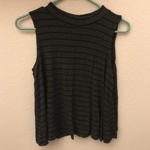 Forever 21 Mock Neck Sleeveless Striped Swing Top